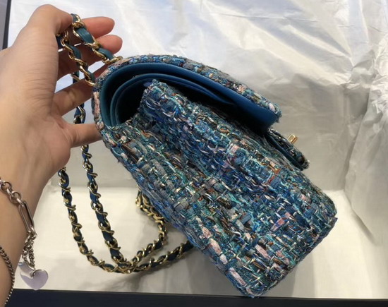 Chanel Classic Flap Bag in Multicolor and Blue Tweed