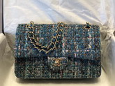 Chanel Classic Flap Bag in Multicolor and Blue Tweed