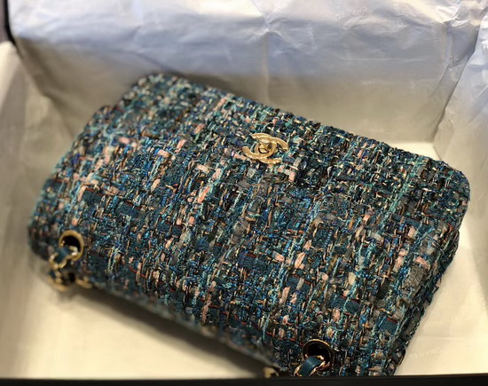 Chanel Classic Flap Bag in Multicolor and Blue Tweed