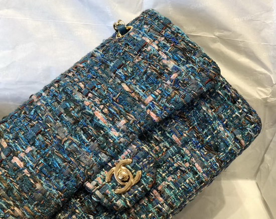 Chanel Classic Flap Bag in Multicolor and Blue Tweed