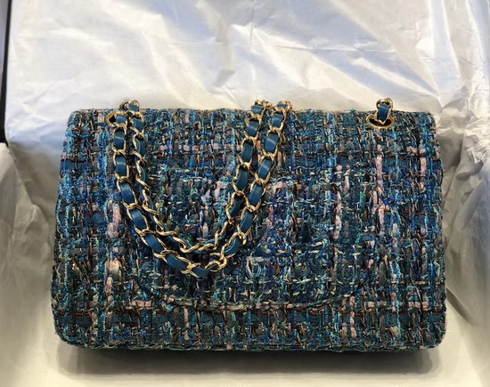 Chanel Classic Flap Bag in Multicolor and Blue Tweed