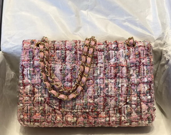 Chanel Classic Flap Bag in Multicolor and Pink Tweed