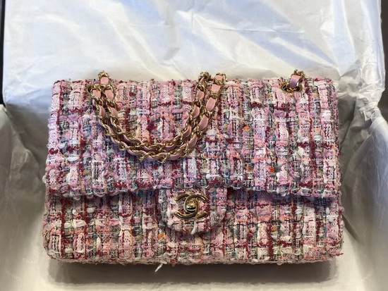 Chanel Classic Flap Bag in Multicolor and Pink Tweed