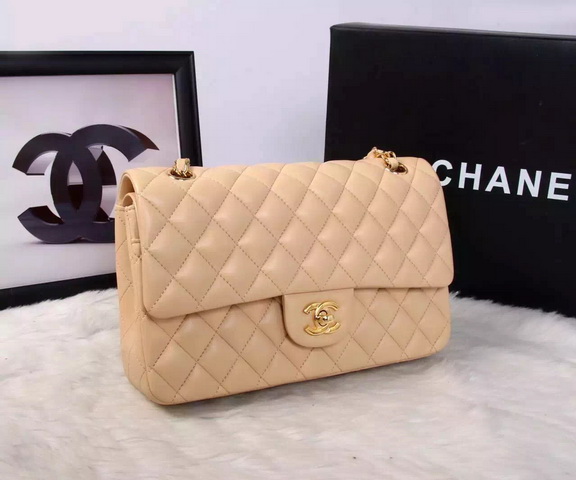 Chanel Classic Flap Bag Apricot Gold Chain for Sale