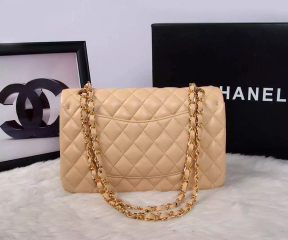 Chanel Classic Flap Bag Apricot Gold Chain for Sale