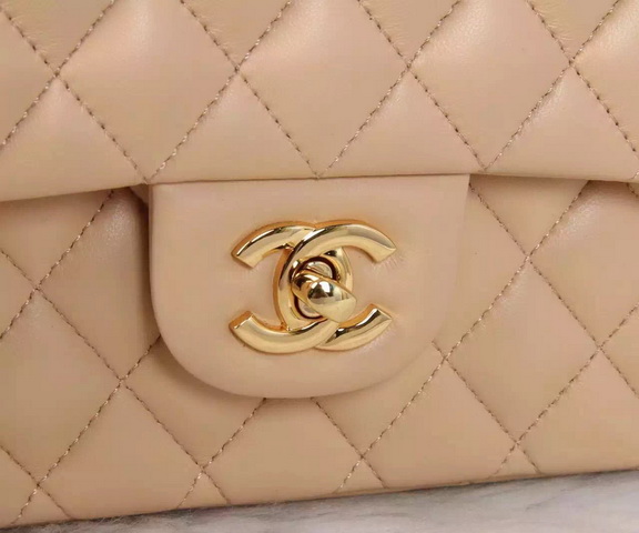 Chanel Classic Flap Bag Apricot Gold Chain for Sale