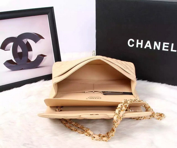 Chanel Classic Flap Bag Apricot Gold Chain for Sale