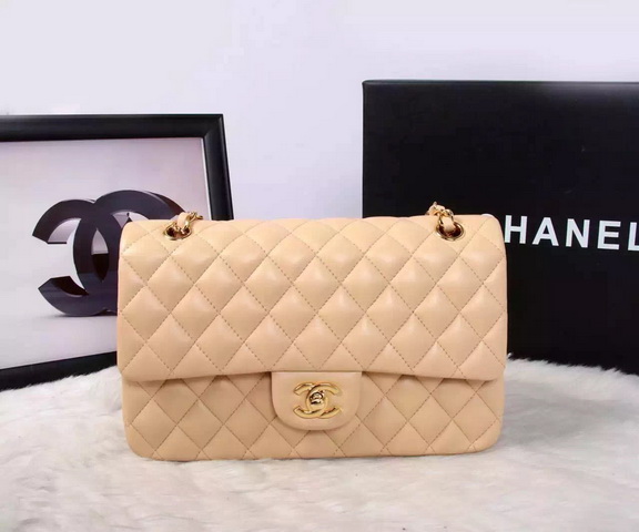 Chanel Classic Flap Bag Apricot Gold Chain for Sale