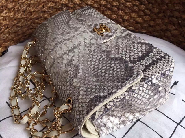 Chanel Classic Flap Bag Beige Python for Sale