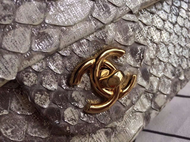 Chanel Classic Flap Bag Beige Python for Sale