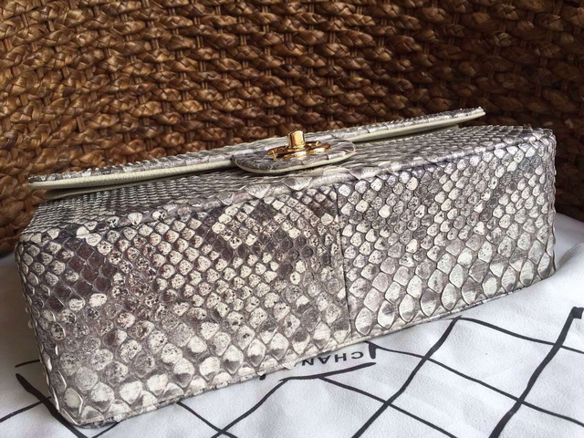 Chanel Classic Flap Bag Beige Python for Sale