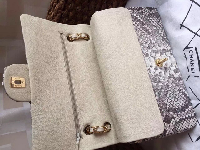 Chanel Classic Flap Bag Beige Python for Sale