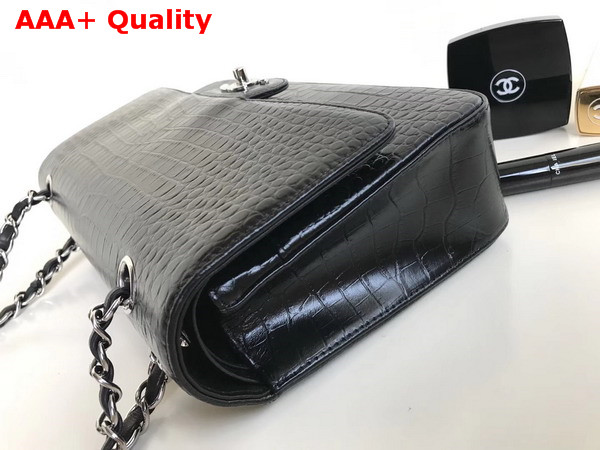 Chanel Classic Flap Bag Black Alligator Silver Hardware Replica