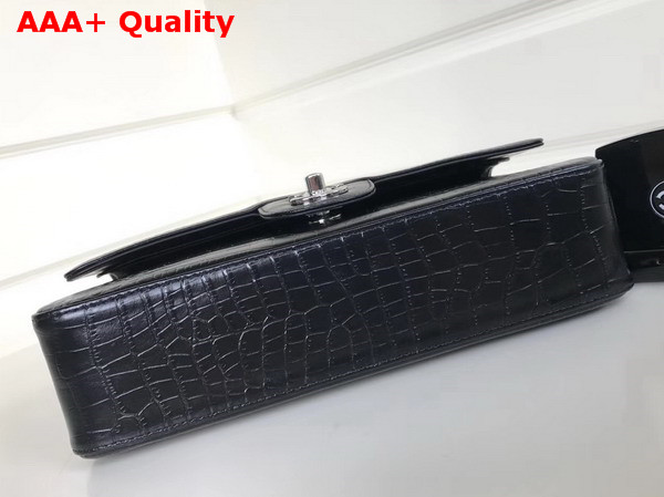 Chanel Classic Flap Bag Black Alligator Silver Hardware Replica