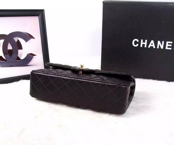 Chanel Classic Flap Bag Black Lambskin Gold Chain for Sale