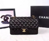 Chanel Classic Flap Bag Black Lambskin Gold Chain for Sale