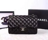 Chanel Classic Flap Bag Black Lambskin Silver Chain for Sale