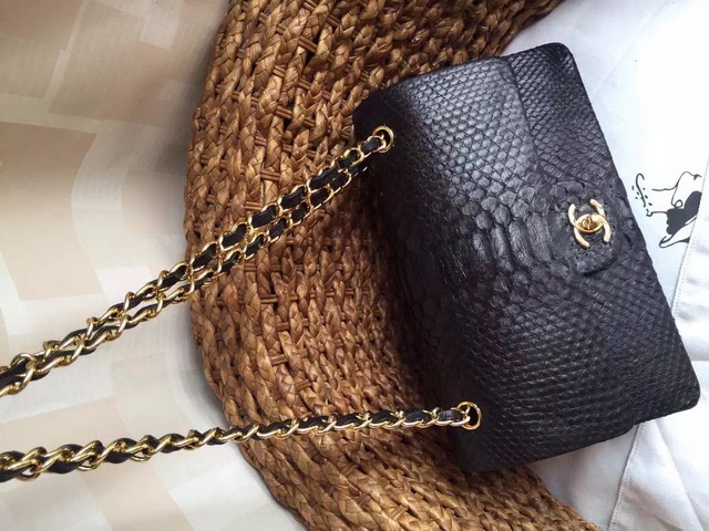 Chanel Classic Flap Bag Black Python for Sale