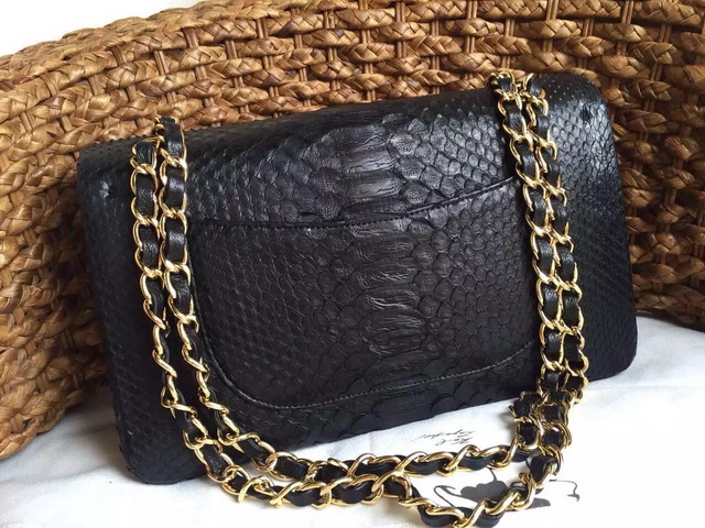 Chanel Classic Flap Bag Black Python for Sale