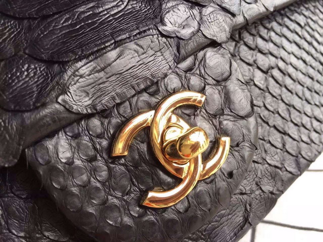 Chanel Classic Flap Bag Black Python for Sale