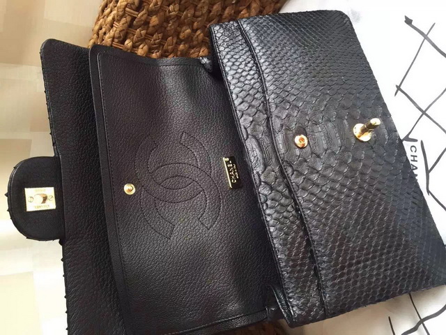 Chanel Classic Flap Bag Black Python for Sale