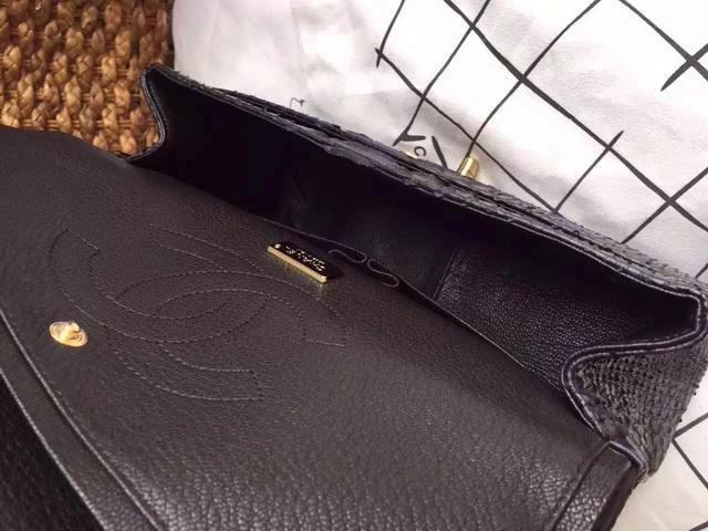 Chanel Classic Flap Bag Black Python for Sale