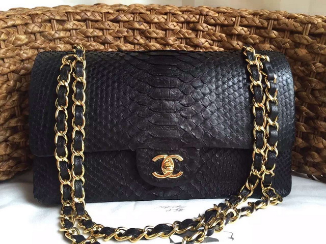 Chanel Classic Flap Bag Black Python for Sale