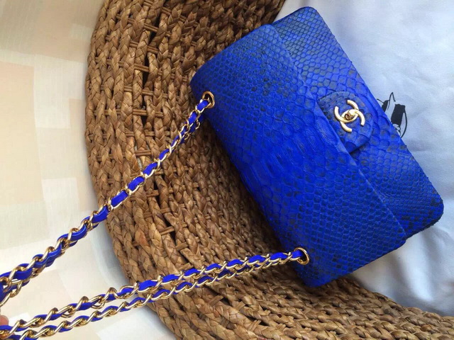 Chanel Classic Flap Bag Blue Python for Sale