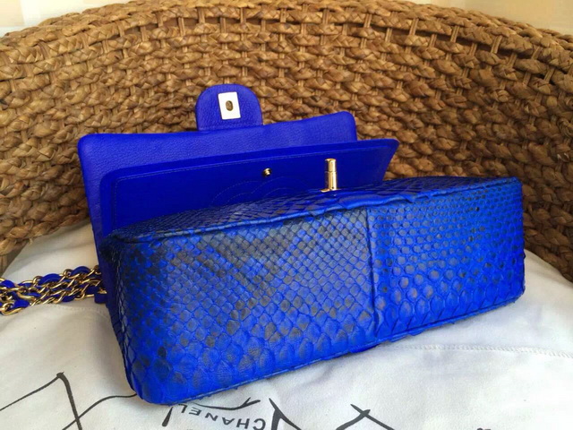 Chanel Classic Flap Bag Blue Python for Sale