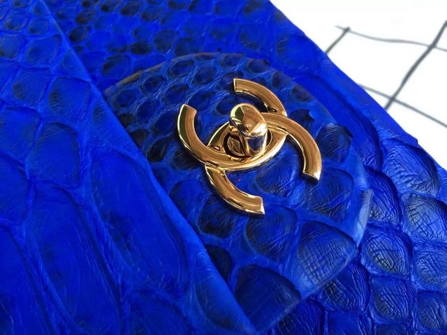 Chanel Classic Flap Bag Blue Python for Sale