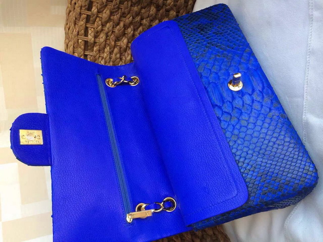 Chanel Classic Flap Bag Blue Python for Sale