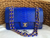 Chanel Classic Flap Bag Blue Python for Sale