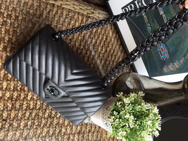 Chanel Classic Flap Bag Chevron Lambskin So Black For Sale