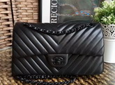 Chanel Classic Flap Bag Chevron Lambskin So Black For Sale