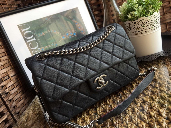 Chanel Classic Flap Bag Deer Leather Black for Sale