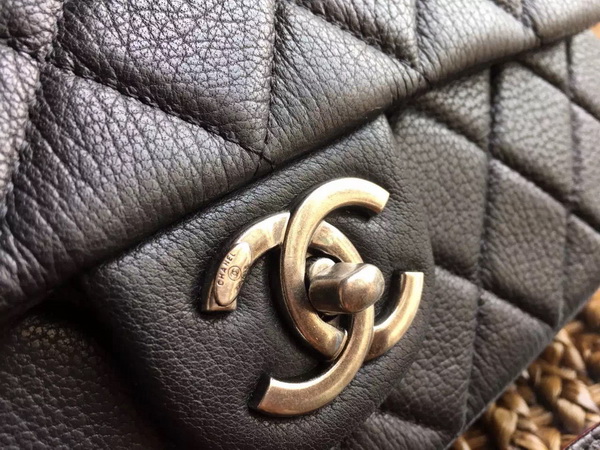 Chanel Classic Flap Bag Deer Leather Black for Sale