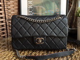 Chanel Classic Flap Bag Deer Leather Black for Sale