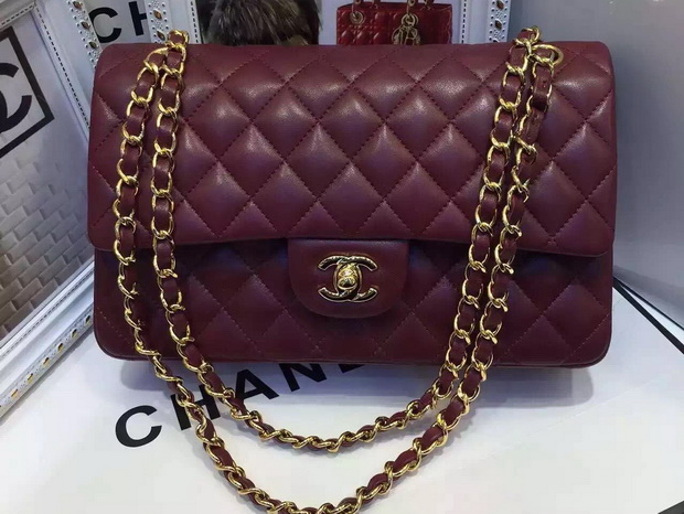 Chanel Classic Flap Bag Oxblood Lambskin for Sale