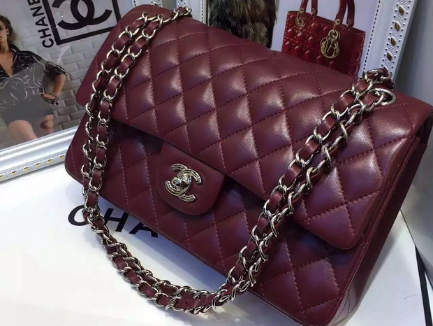 Chanel Classic Flap Bag Oxblood Lambskin for Sale