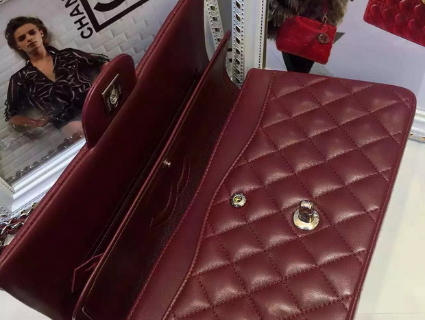 Chanel Classic Flap Bag Oxblood Lambskin for Sale