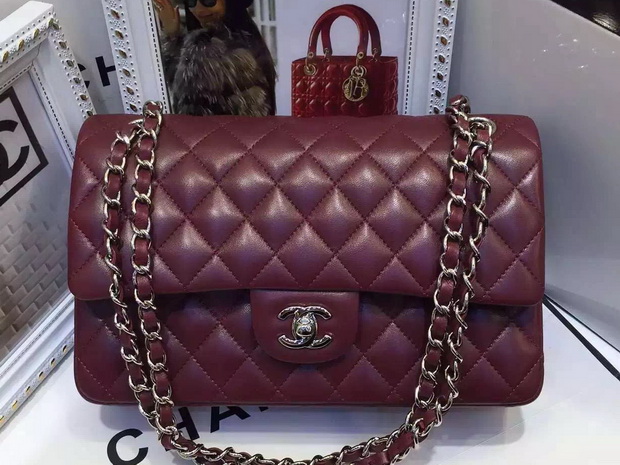 Chanel Classic Flap Bag Oxblood Lambskin for Sale