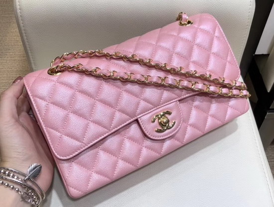 Chanel Classic Flap Bag Pearl Pink Grained Calfskin