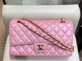 Chanel Classic Flap Bag Pearl Pink Grained Calfskin