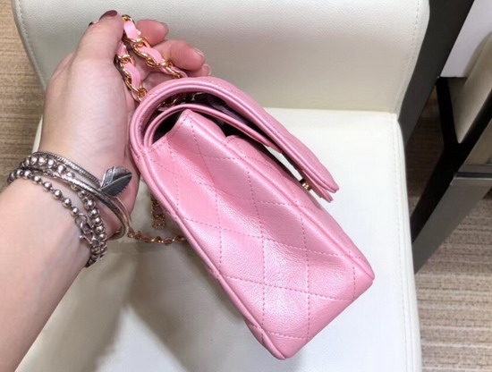 Chanel Classic Flap Bag Pearl Pink Grained Calfskin