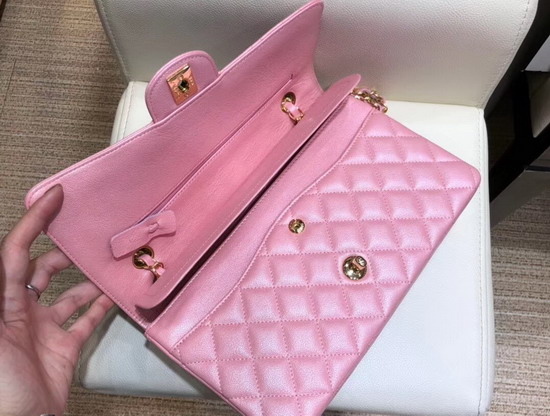 Chanel Classic Flap Bag Pearl Pink Grained Calfskin