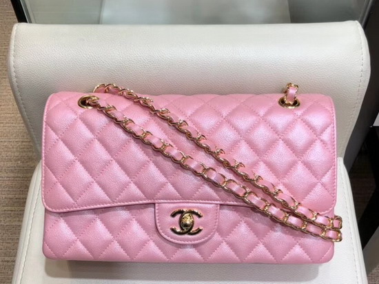 Chanel Classic Flap Bag Pearl Pink Grained Calfskin