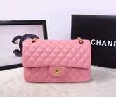 Chanel Classic Flap Bag Pink Lambskin Gold Chain for Sale