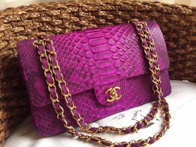 Chanel Classic Flap Bag Purple Python for Sale