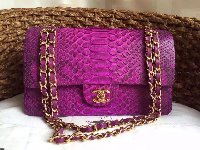 Chanel Classic Flap Bag Purple Python for Sale