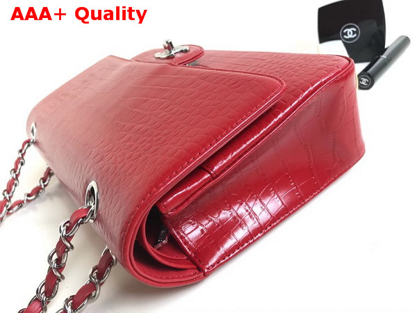 Chanel Classic Flap Bag Red Alligator Silver Hardware Replica